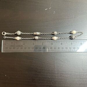 Judith Ripka Silver Chain Bracelet with Cream Accent Beads